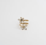 Enamel Daisy Spiral Ring - Gold - Ektaraa