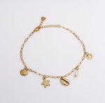 Seashell Link Charm Anklet - Gold - Ektaraa