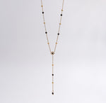 Y - Drop Black Bead Necklace - Ektaraa