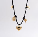 Black Cord Charm Necklace - Ektaraa