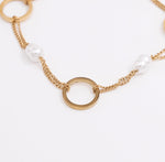 Pearl Link Circle Bracelet - Gold - Ektaraa