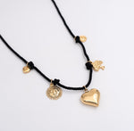 Black Cord Charm Necklace - Ektaraa