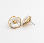 Mother - of - Pearl Bloom Studs - Gold - Ektaraa
