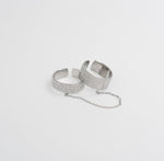 Linked Chain Duo Ring Set - Silver - Ektaraa