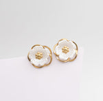 Mother - of - Pearl Bloom Studs - Gold - Ektaraa