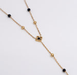 Y - Drop Black Bead Necklace - Ektaraa