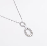 Duo oval drop pendant - Silver - Ektaraa