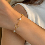 Pearl Link Circle Bracelet - Gold – demi-fine bracelet, 18K PVD gold, waterproof | Éktaraa
