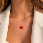 Crimson Heart Pendant Necklace – demi-fine necklace, 18K PVD gold, anti-tarnish | Éktaraa
