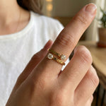Dual Solitaire Open Ring - Gold – demi-fine ring, 18K PVD gold, waterproof | Éktaraa