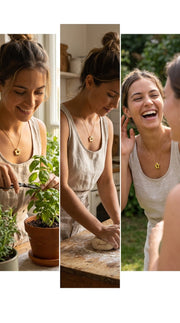 anti-tarnish gold necklace on Indian woman