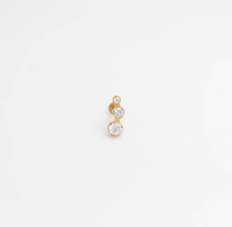 Triple Spark Trio Stud - Gold - Ektaraa