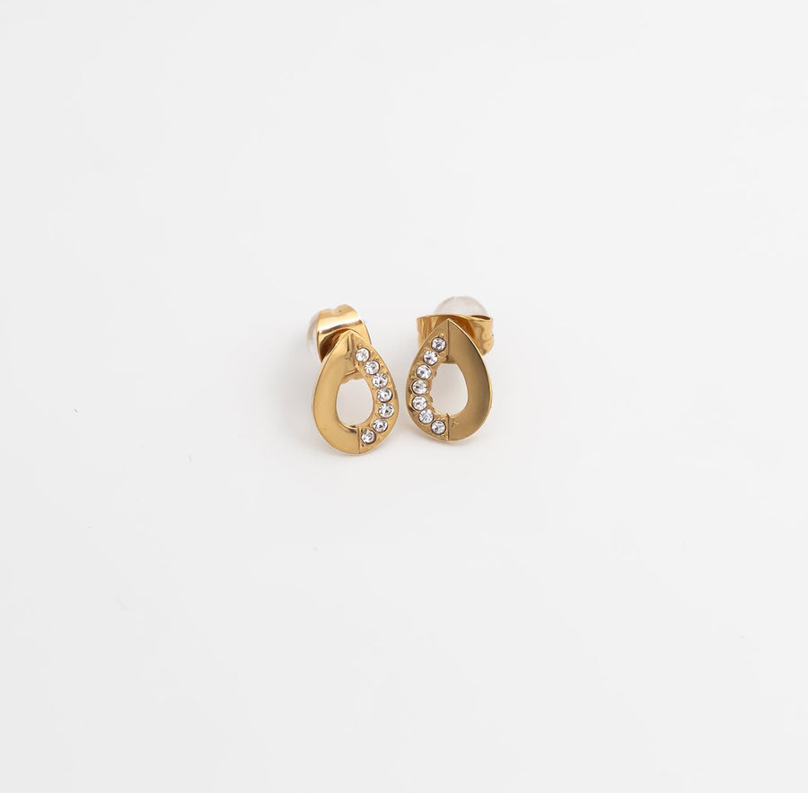 Teardrop Pavé Studs - Gold - Ektaraa