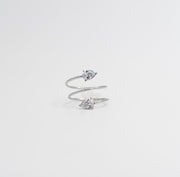Pear Duo Wrap Ring - Silver - Ektaraa