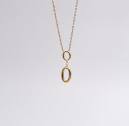 Duo oval drop pendant - Gold - Ektaraa