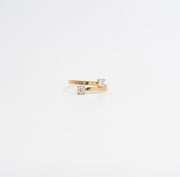 Dual Solitaire Open Ring - Gold - Ektaraa