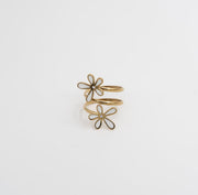 Enamel Daisy Spiral Ring - Gold - Ektaraa