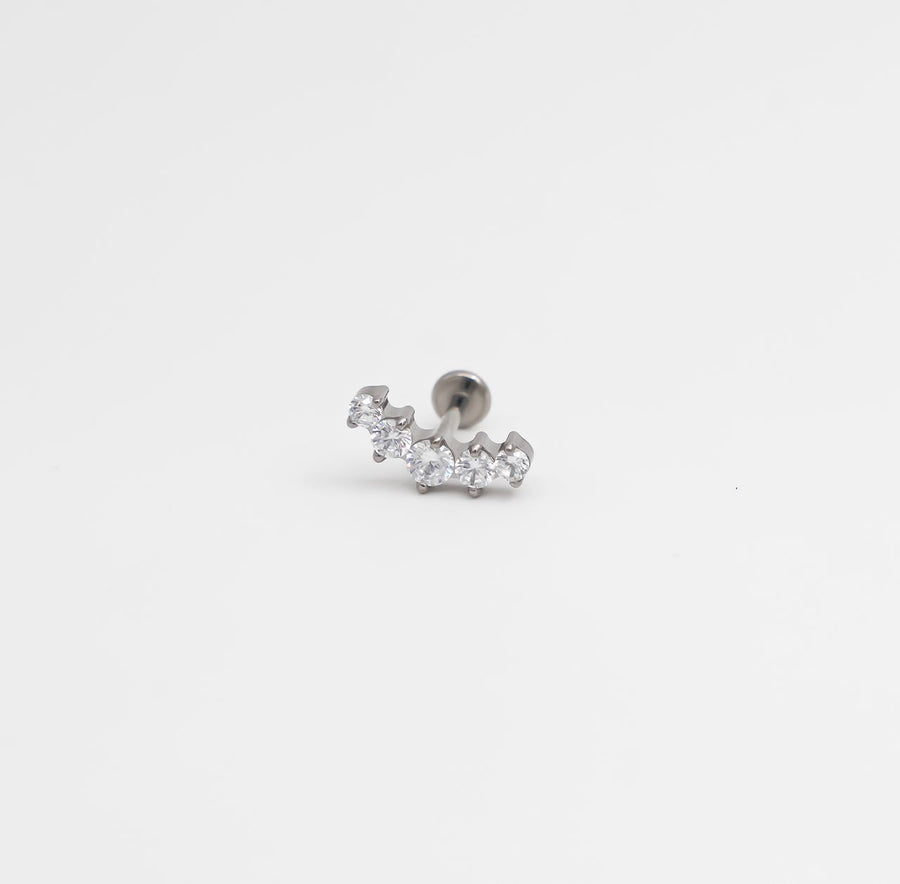 Starline Cluster Bar Stud - Silver - Ektaraa