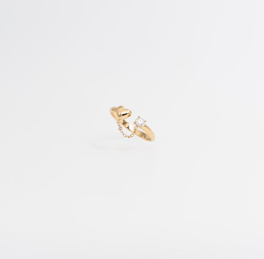 Heart Link Chain Ring - Gold - Ektaraa