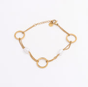 Pearl Link Circle Bracelet - Gold