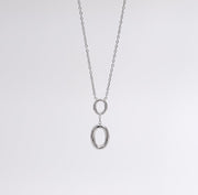 Duo oval drop pendant - Silver - Ektaraa