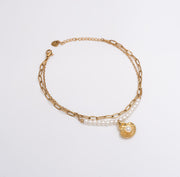 Ektaraa | Pearl Shell Layered Anklet - Gold