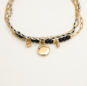 Noir Élégance Charm Bracelet