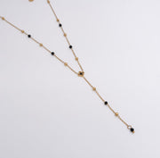 Y - Drop Black Bead Necklace - Ektaraa
