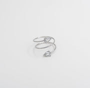 Pear Duo Wrap Ring - Silver - Ektaraa