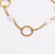 Pearl Link Circle Bracelet - Gold