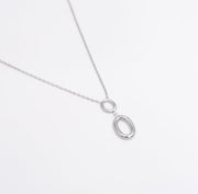 Duo oval drop pendant - Silver - Ektaraa