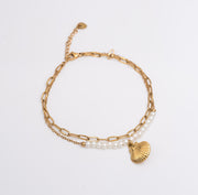 Ektaraa | Pearl Shell Layered Anklet - Gold