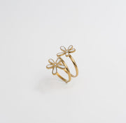 Enamel Daisy Spiral Ring - Gold - Ektaraa