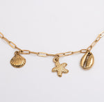 Seashell Link Charm Anklet - Gold - Ektaraa