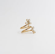 Enamel Daisy Spiral Ring - Gold - Ektaraa