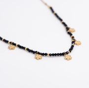 Black bead flower necklace - Ektaraa