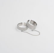 Linked Chain Duo Ring Set - Silver - Ektaraa