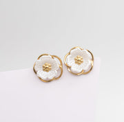 Mother - of - Pearl Bloom Studs - Gold - Ektaraa