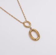 Duo oval drop pendant - Gold - Ektaraa