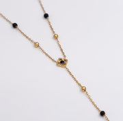 Y - Drop Black Bead Necklace - Ektaraa
