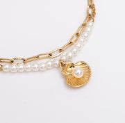 Ektaraa | Pearl Shell Layered Anklet - Gold