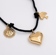 Black Cord Charm Necklace - Ektaraa