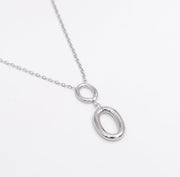 Duo oval drop pendant - Silver - Ektaraa