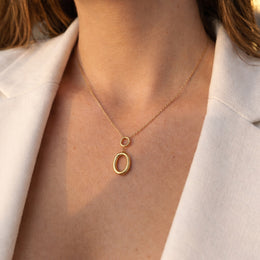 Duo oval drop pendant - Gold – demi-fine necklace, 18K PVD gold, waterproof | Éktaraa