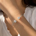 Clair de Lune Solitaire Cuff - Silver – demi-fine bracelet, 18K PVD gold, waterproof | Éktaraa
