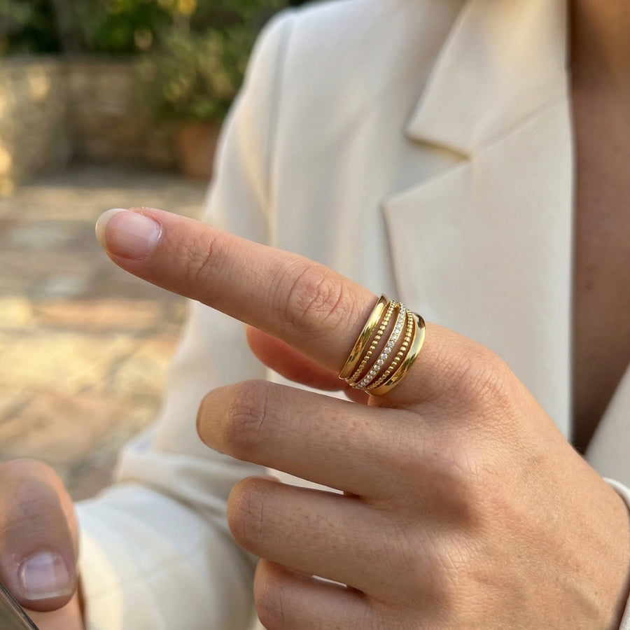 Golden Aura | Éktaraa – demi-fine ring, 18K PVD gold, anti-tarnish | Éktaraa