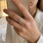 Marquise Twin Open Ring - Silver – demi-fine ring, 18K PVD gold, waterproof | Éktaraa