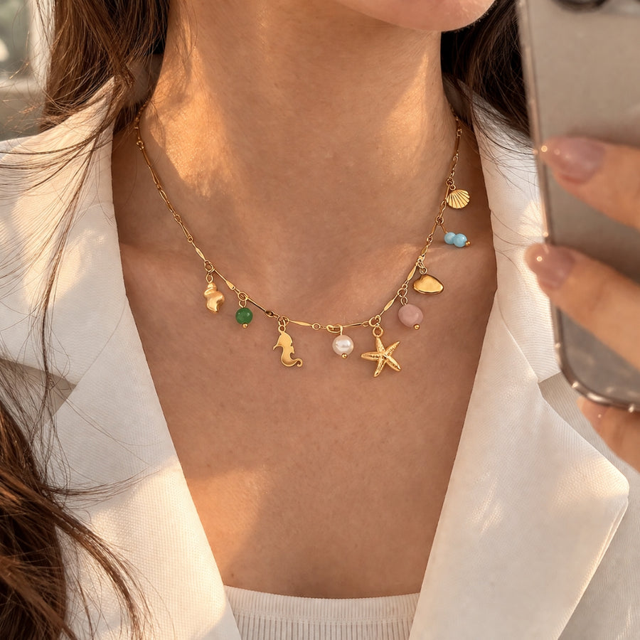 Tidal Tales | Éktaraa – demi-fine necklace, 18K PVD gold, anti-tarnish | Éktaraa