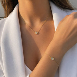 Pearl Charm Set - Anti-Tarnish 18K Gold Bracelet & Necklace Combo | Éktaraa