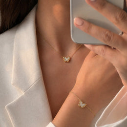 Butterfly Charm Set - Anti-Tarnish 18K Gold Bracelet & Necklace Combo | Éktaraa